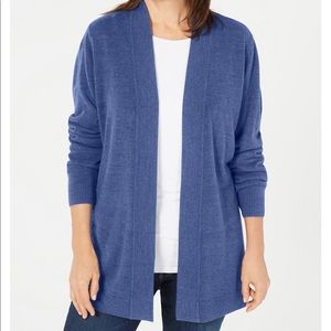 NWT Karen Scott open front cardigan L indigo blue